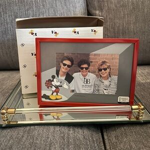 Disney Vintage 5x3 Photograph Picture Frame Mickey Mouse Red Flowers Decor New